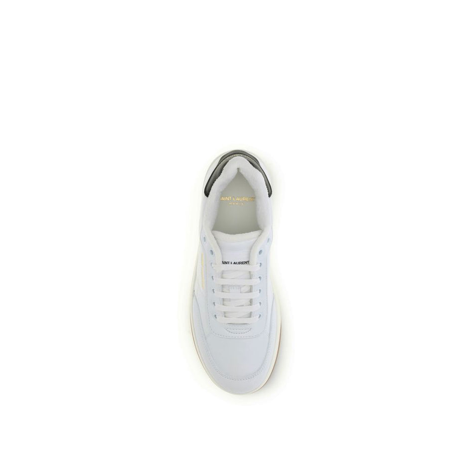 Saint Laurent Λευκά Δερμάτινα Μοσχαρίσια Χαμηλά Sneakers Bos Taurus
