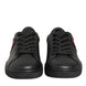 Dolce & Gabbana Μαύρα Δερμάτινα Αθλητικά Παπούτσια Sneakers με Καρδιά από Κρύσταλλα