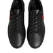 Dolce & Gabbana Μαύρα Δερμάτινα Αθλητικά Παπούτσια Sneakers με Καρδιά από Κρύσταλλα