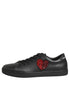 Dolce & Gabbana Μαύρα Δερμάτινα Αθλητικά Παπούτσια Sneakers με Καρδιά από Κρύσταλλα