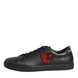 Dolce & Gabbana Μαύρα Δερμάτινα Αθλητικά Παπούτσια Sneakers με Καρδιά από Κρύσταλλα