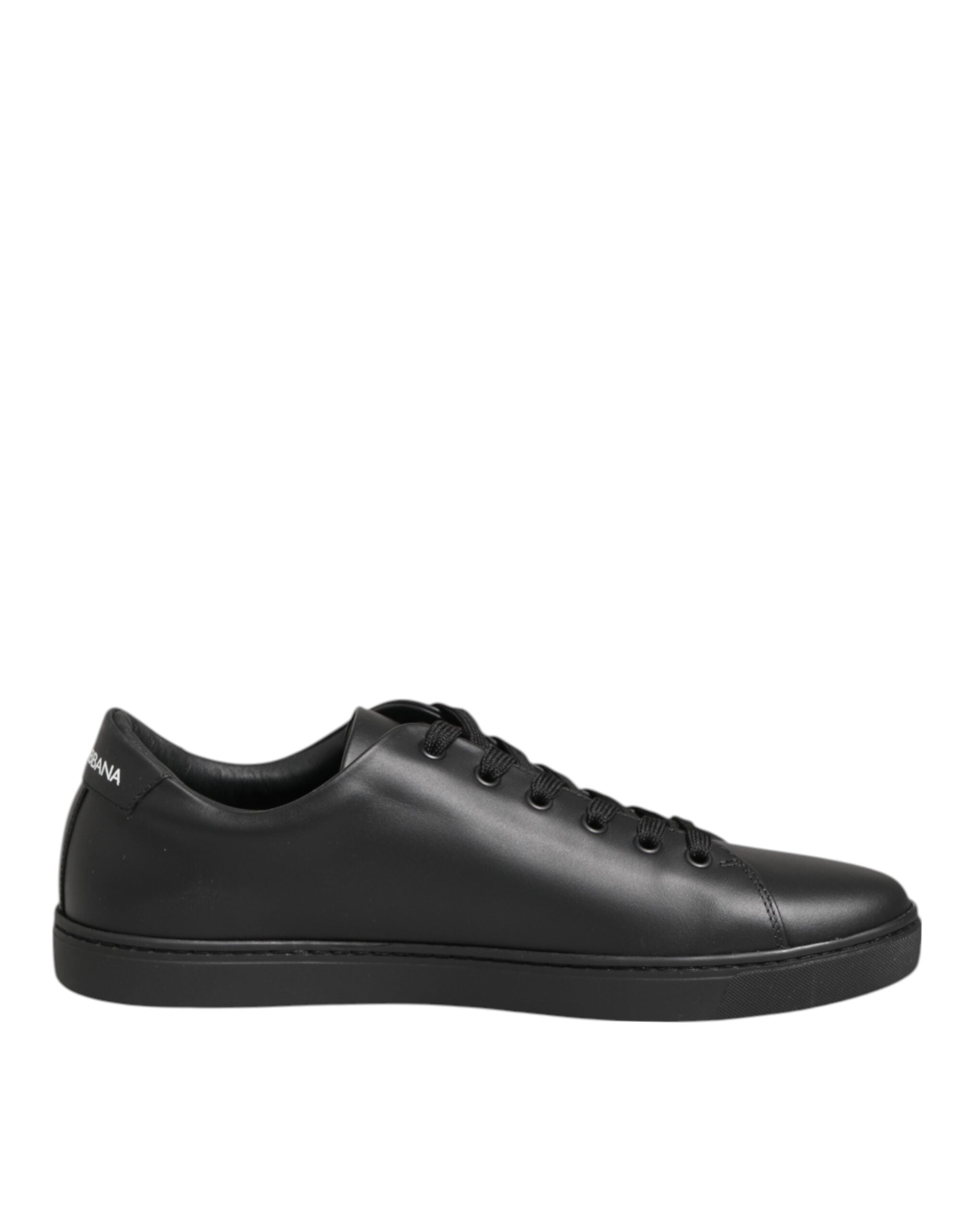 Dolce & Gabbana Μαύρα Δερμάτινα Αθλητικά Παπούτσια Sneakers με Καρδιά από Κρύσταλλα