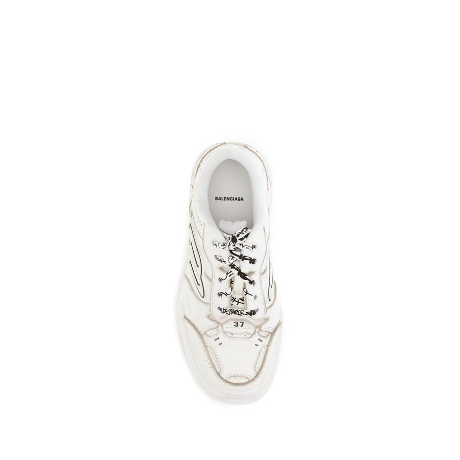 Balenciaga White Calf Leather Bos Taurus Athletic Sneakers