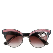 Γυαλιά ηλίου Dolce & Gabbana μαύρα με ροζ καθρεφτισμένους φακούς σε στυλ cat eye με παγιέτες