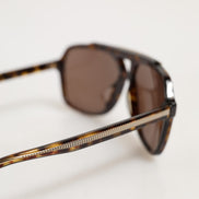 Dolce & Gabbana Dark Brown Tortoise Shell Pilot Frame Sunglasses