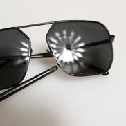 Dolce & Gabbana Black Metal Frame Square Lenses Shades Eyewear Sunglasses