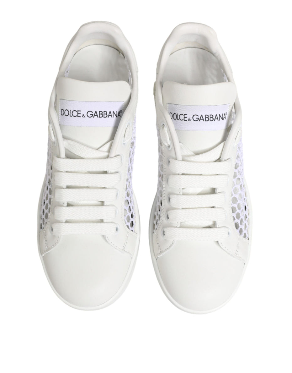 Dolce & Gabbana Λευκά Αθλητικά Παπούτσια Χαμηλά με Διχτυωτές Εισαγωγές