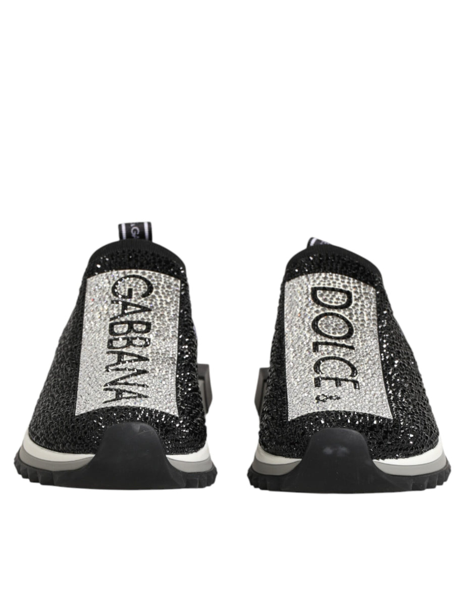 Dolce & Gabbana Μαύρα Ασημί Slip On Αθλητικά Παπούτσια Sorrento