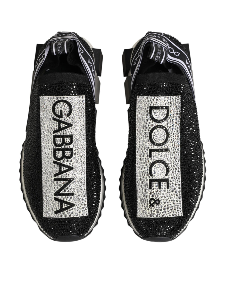 Dolce & Gabbana Μαύρα Ασημί Slip On Αθλητικά Παπούτσια Sorrento
