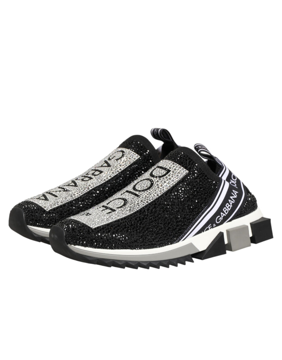 Dolce & Gabbana Μαύρα Ασημί Slip On Αθλητικά Παπούτσια Sorrento