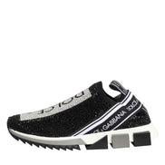 Dolce & Gabbana Black Silver Slip On Sorrento Sneakers Shoes
