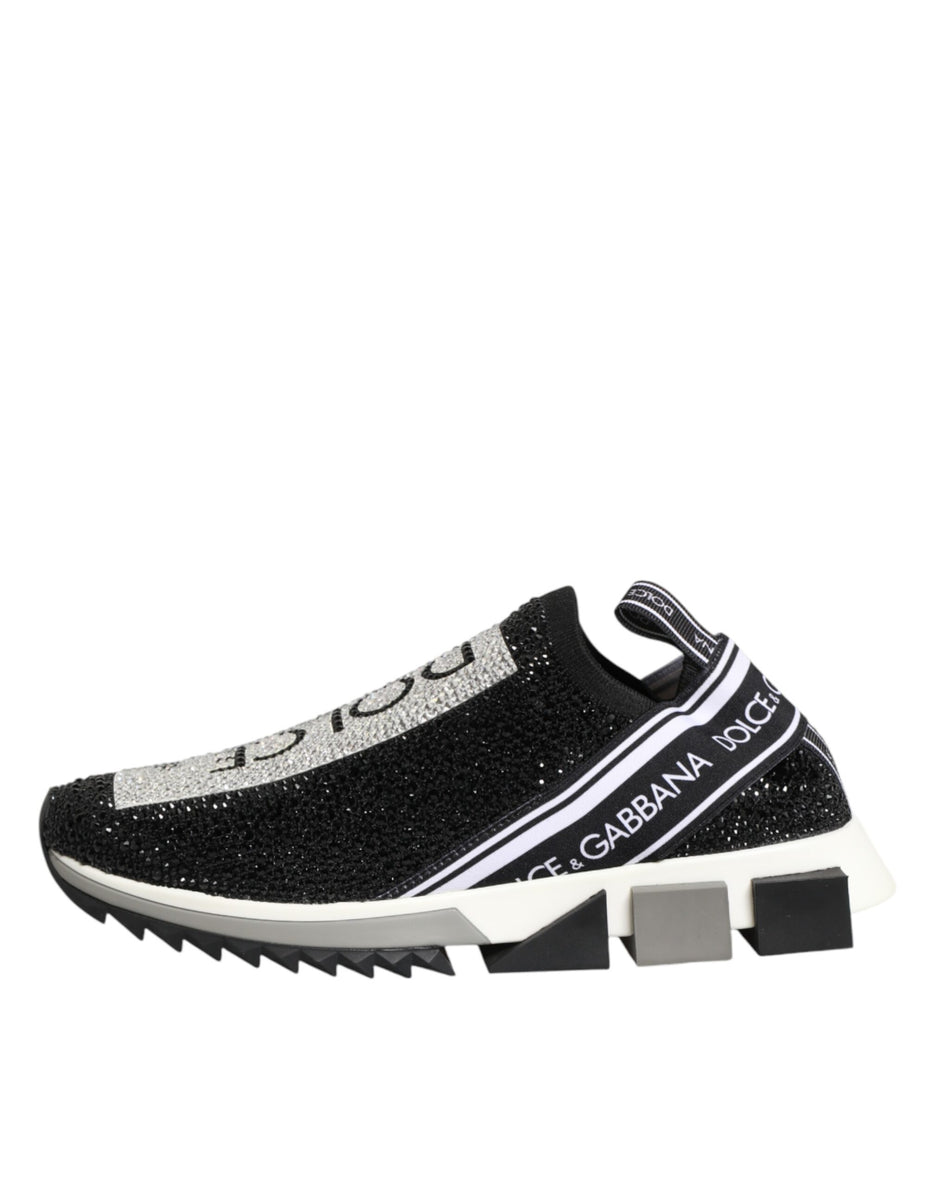 Dolce & Gabbana Μαύρα Ασημί Slip On Αθλητικά Παπούτσια Sorrento