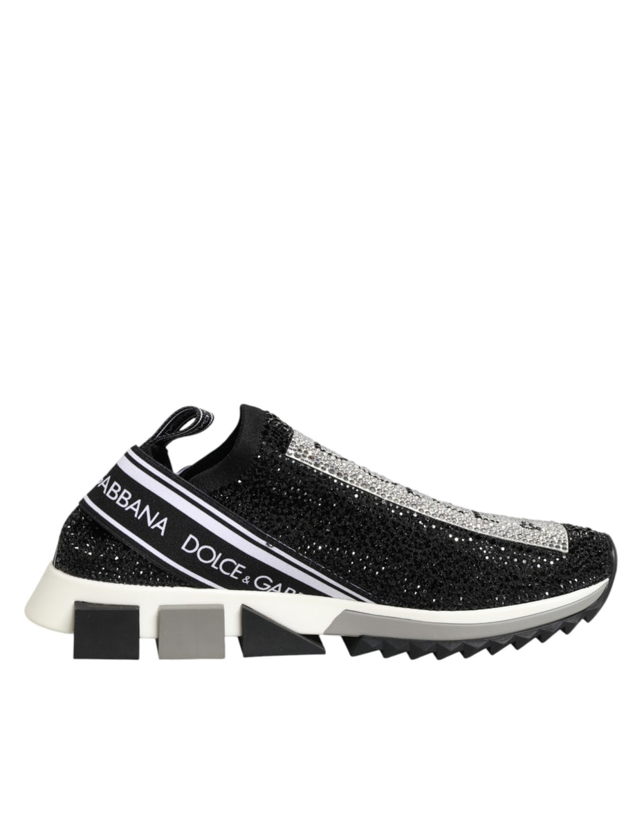 Dolce & Gabbana Μαύρα Ασημί Slip On Αθλητικά Παπούτσια Sorrento