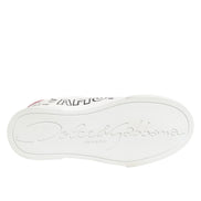 Dolce & Gabbana White Leather Graffiti Low Top Sneakers Shoes