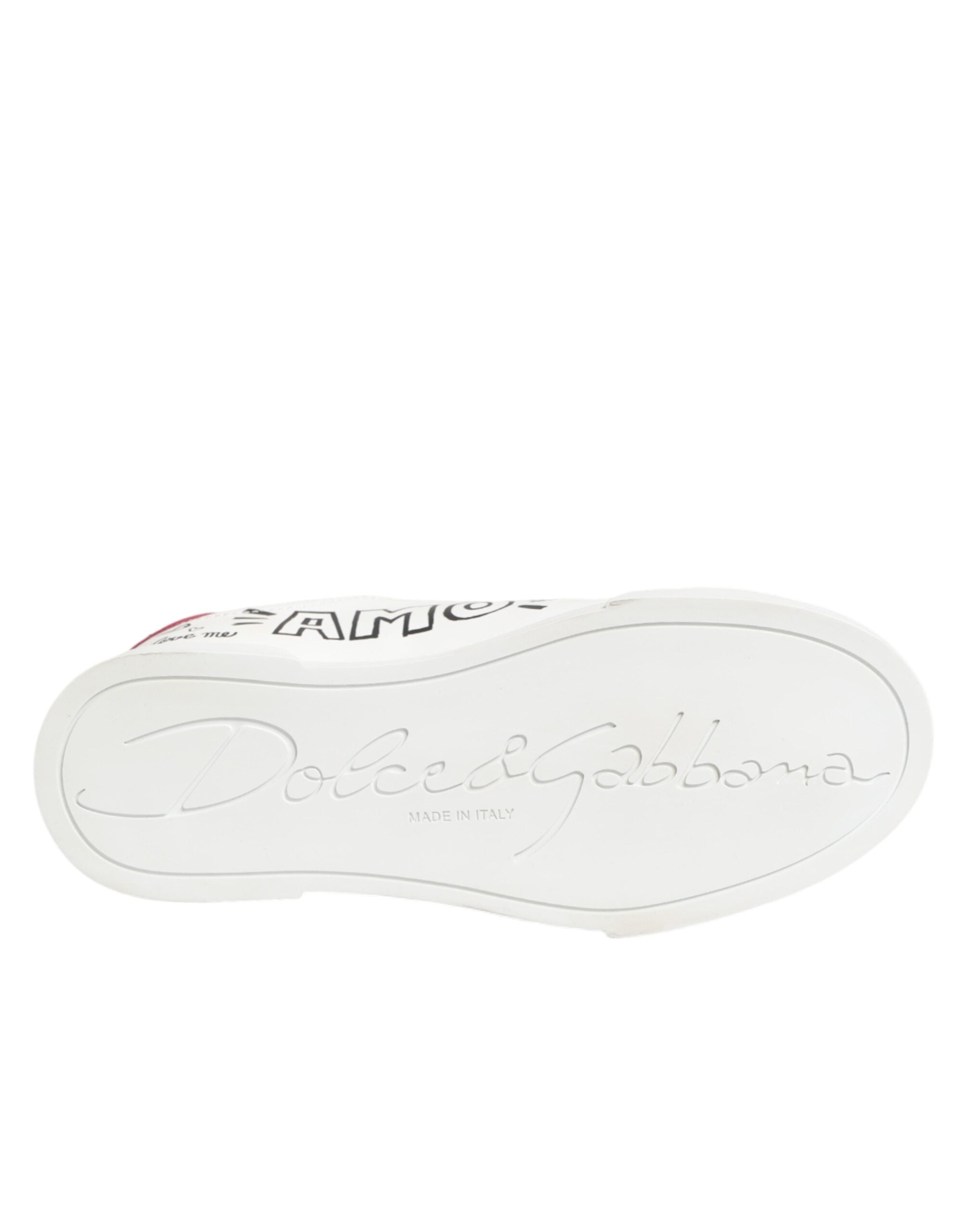 Dolce & Gabbana Λευκά Δερμάτινα Χαμηλά Sneakers με Γκράφιτι