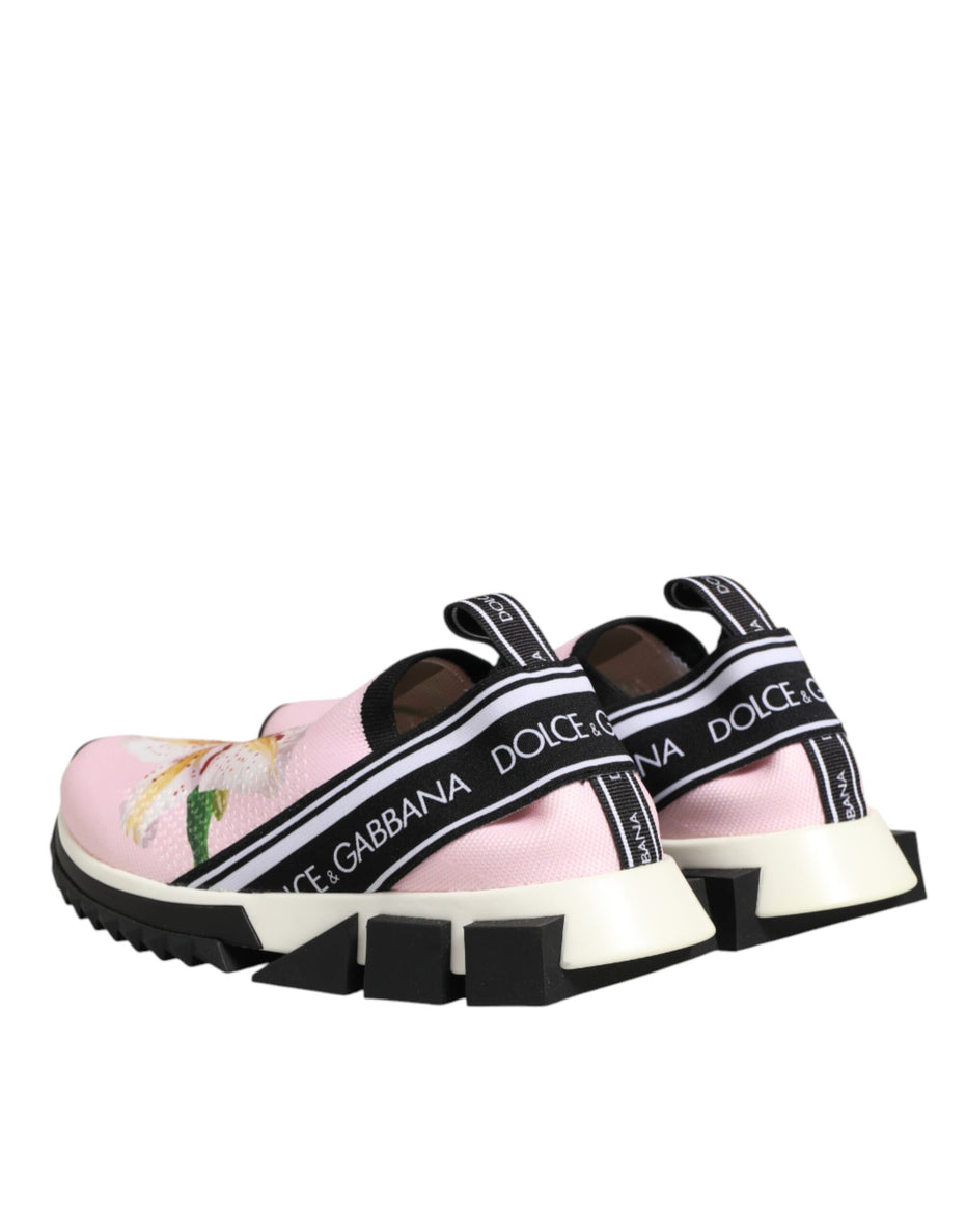 Dolce & Gabbana Pink Floral Sorrento Low Top Sneakers Shoes