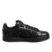 Dolce & Gabbana Black Floral Lace Low Top Sneaker Shoes