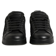 Dolce & Gabbana Black Floral Lace Low Top Sneaker Shoes