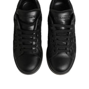 Dolce & Gabbana Black Floral Lace Low Top Sneaker Shoes