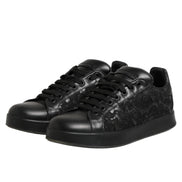 Dolce & Gabbana Black Floral Lace Low Top Sneaker Shoes