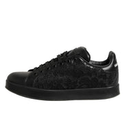 Dolce & Gabbana Black Floral Lace Low Top Sneaker Shoes