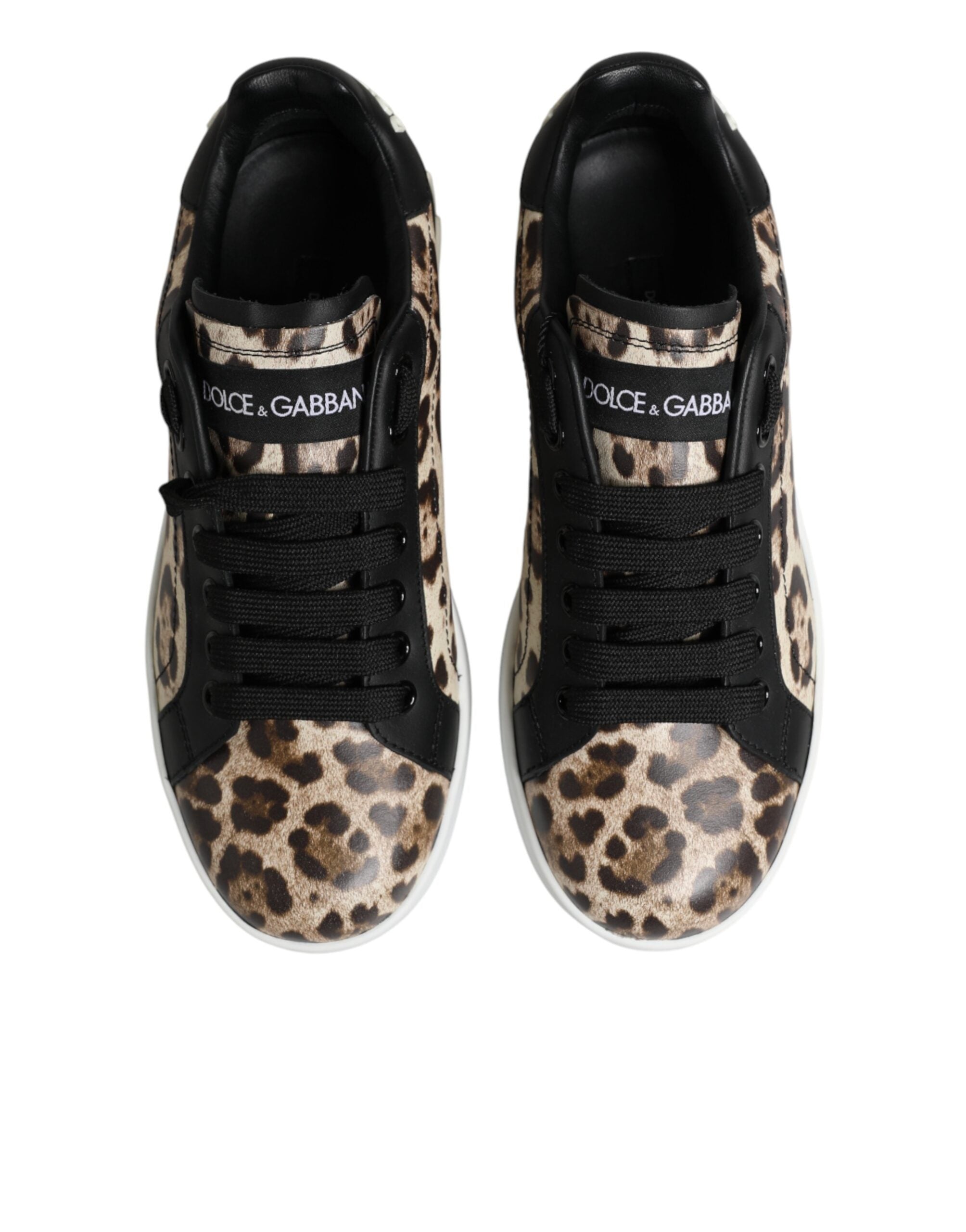 Dolce & Gabbana Καφέ Δερμάτινα Leopard Χαμηλά Sneakers Παπούτσια