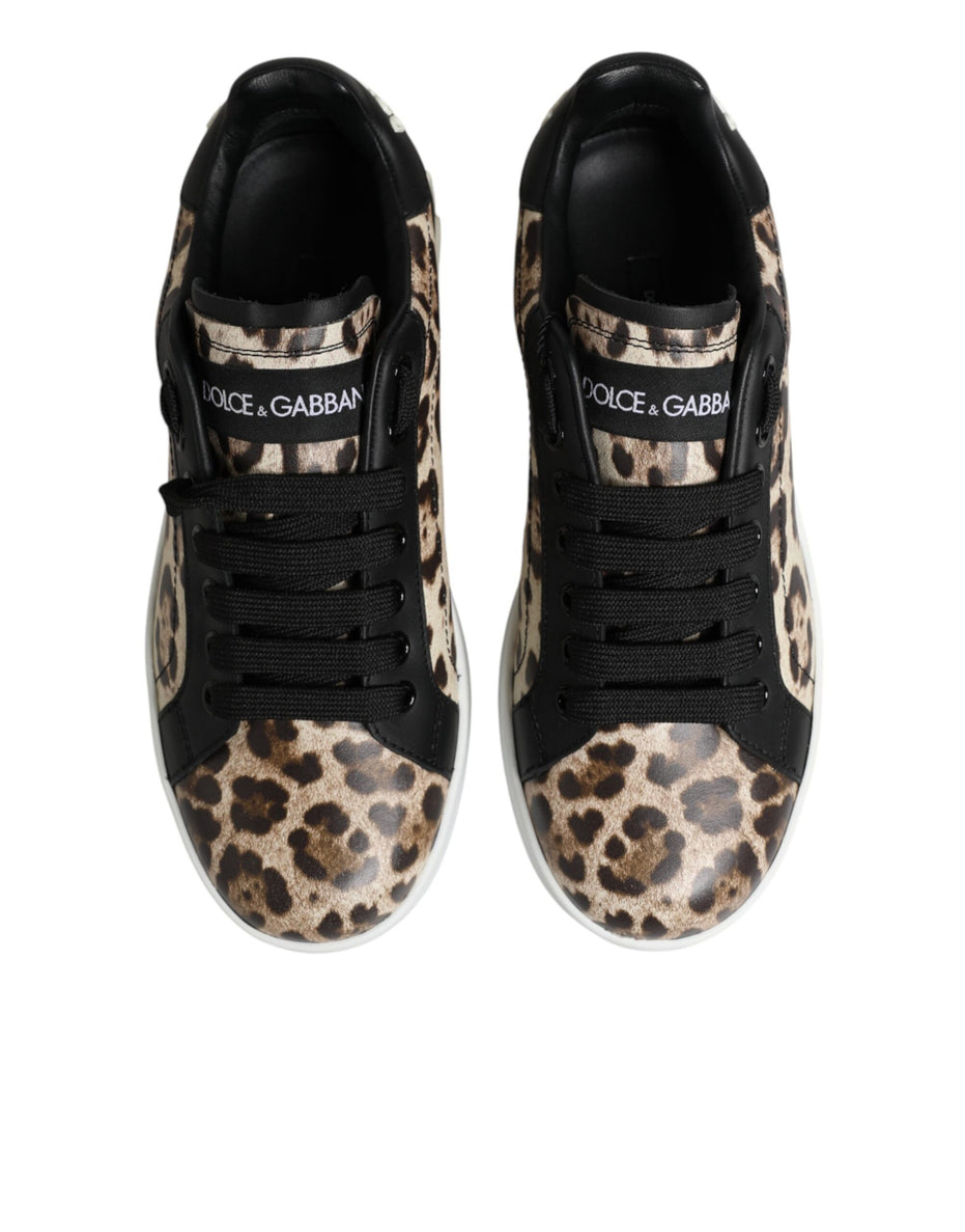 Dolce & Gabbana Καφέ Δερμάτινα Leopard Χαμηλά Sneakers Παπούτσια