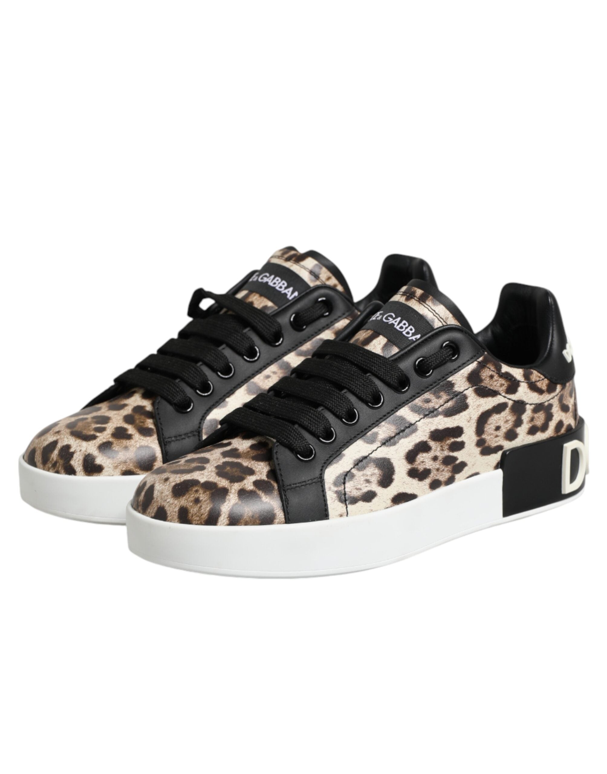 Dolce & Gabbana Καφέ Δερμάτινα Leopard Χαμηλά Sneakers Παπούτσια