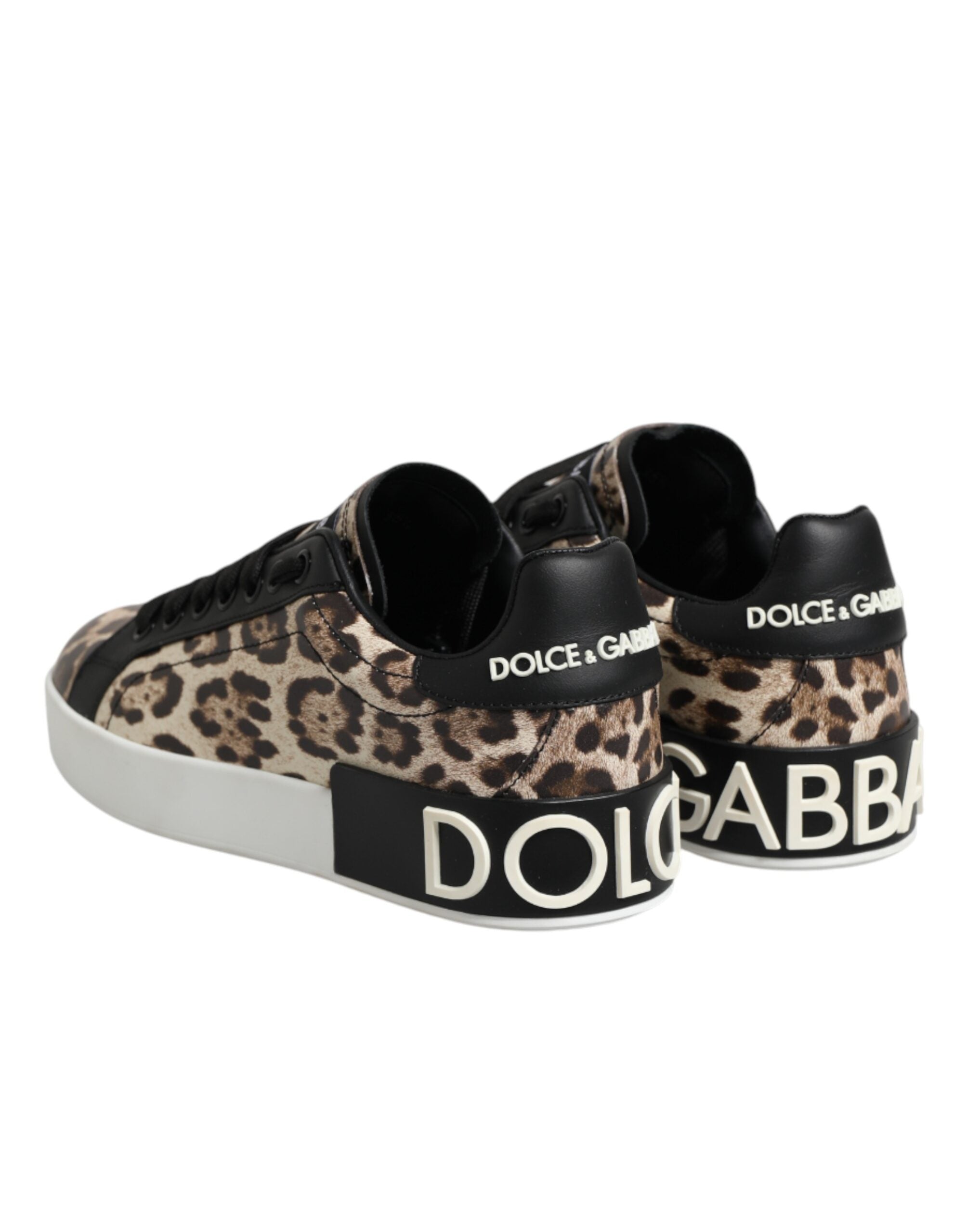 Dolce & Gabbana Καφέ Δερμάτινα Leopard Χαμηλά Sneakers Παπούτσια