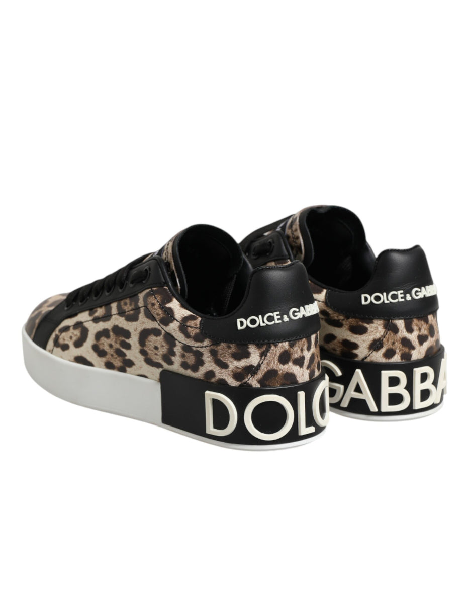 Dolce & Gabbana Καφέ Δερμάτινα Leopard Χαμηλά Sneakers Παπούτσια