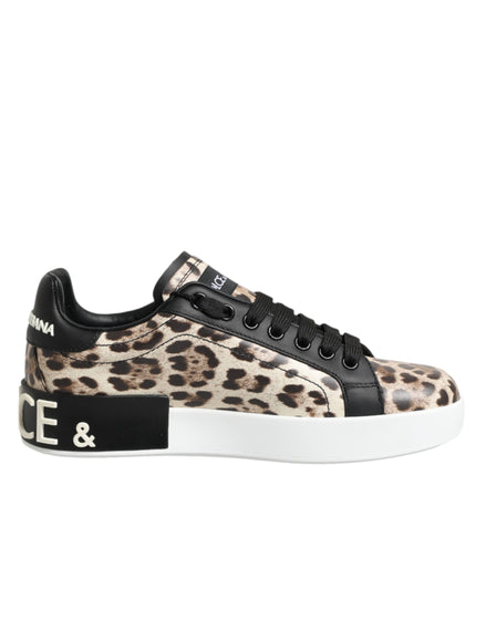 Dolce & Gabbana Καφέ Δερμάτινα Leopard Χαμηλά Sneakers Παπούτσια