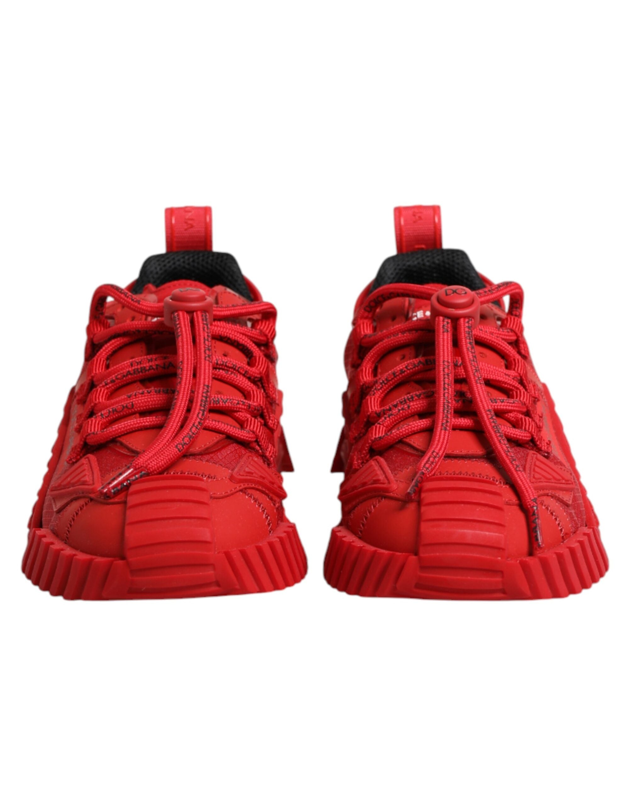 Dolce & Gabbana Κόκκινα Παπούτσια Sneakers NS1 Χαμηλού Προφίλ με Δαντέλα και Λογότυπο