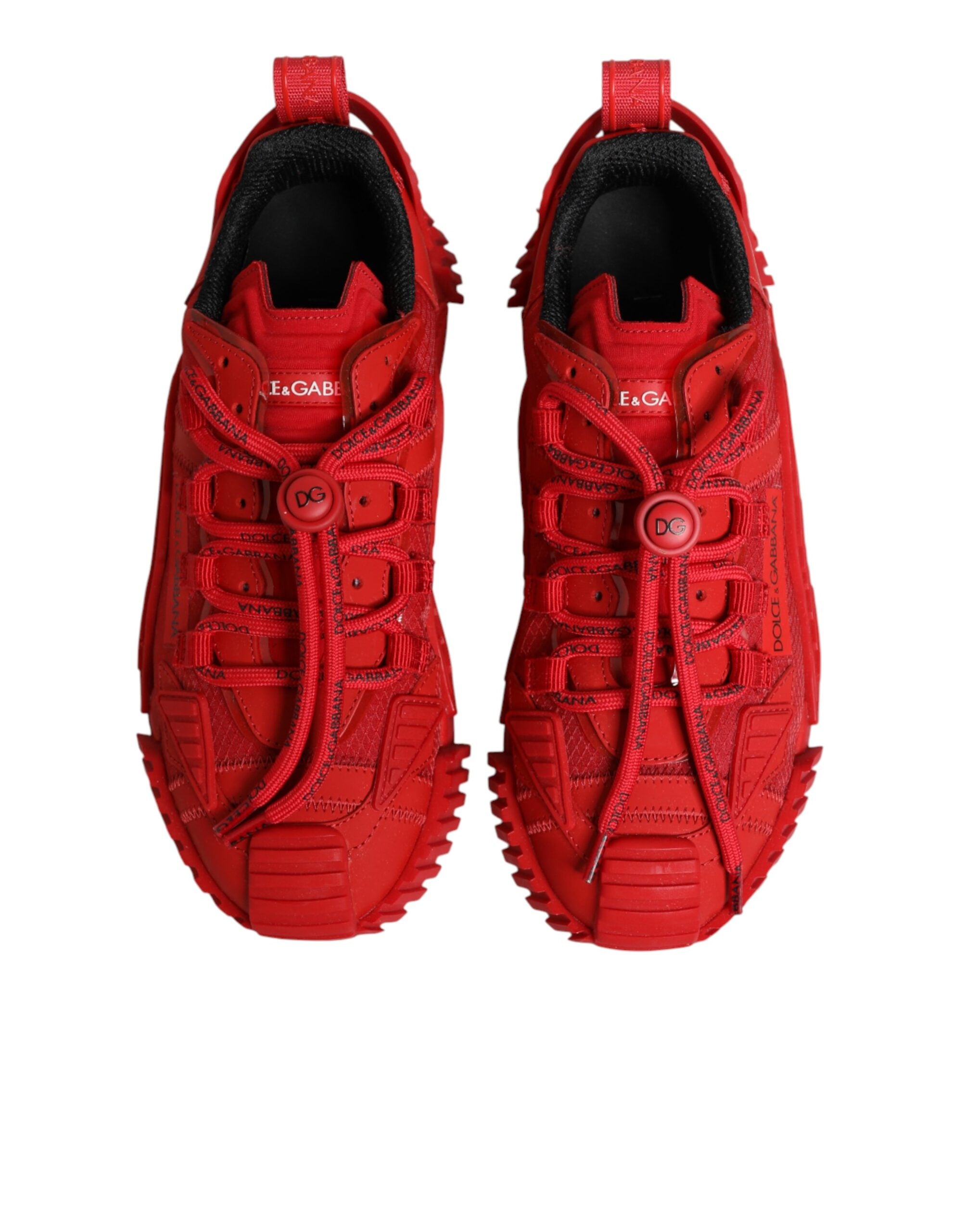 Dolce & Gabbana Κόκκινα Παπούτσια Sneakers NS1 Χαμηλού Προφίλ με Δαντέλα και Λογότυπο