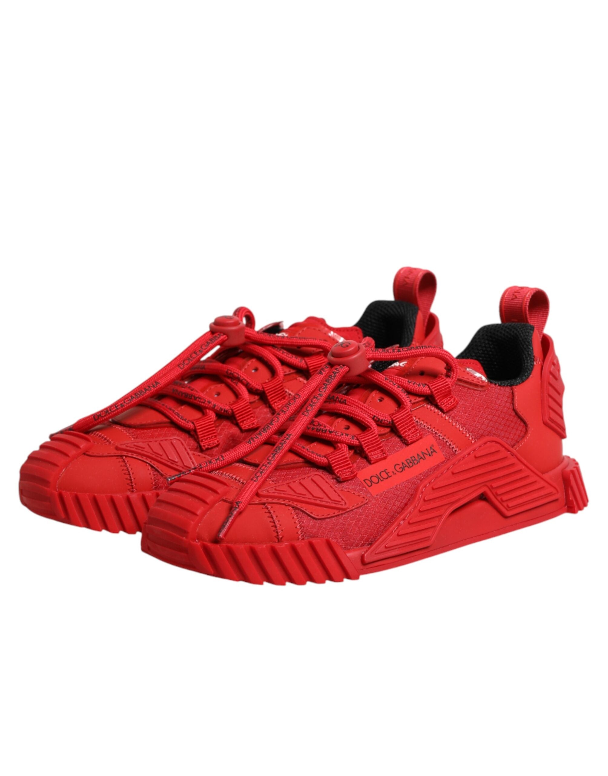 Dolce & Gabbana Κόκκινα Παπούτσια Sneakers NS1 Χαμηλού Προφίλ με Δαντέλα και Λογότυπο