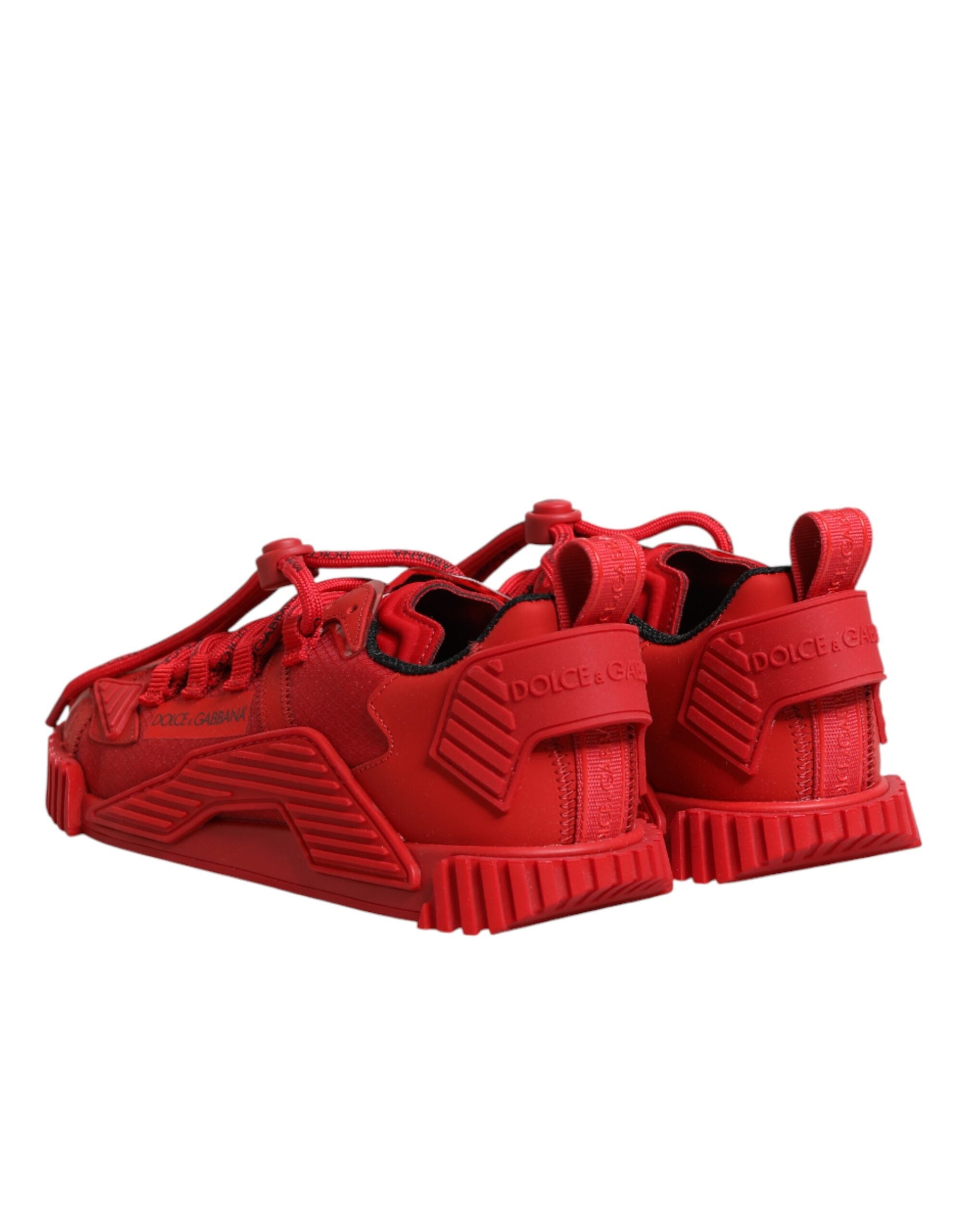 Dolce & Gabbana Κόκκινα Παπούτσια Sneakers NS1 Χαμηλού Προφίλ με Δαντέλα και Λογότυπο