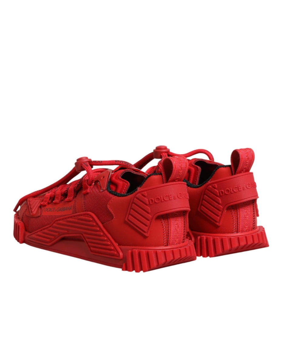 Dolce & Gabbana Κόκκινα Παπούτσια Sneakers NS1 Χαμηλού Προφίλ με Δαντέλα και Λογότυπο