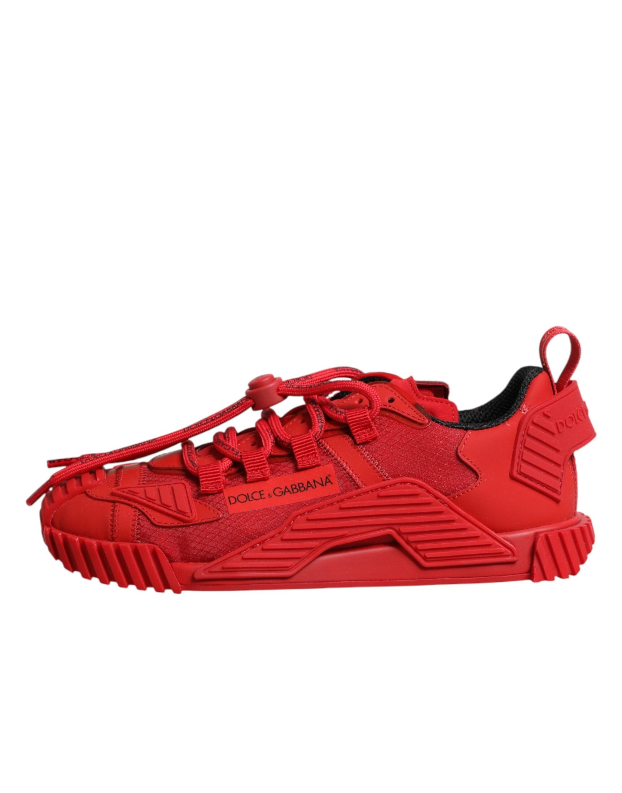 Dolce & Gabbana Κόκκινα Παπούτσια Sneakers NS1 Χαμηλού Προφίλ με Δαντέλα και Λογότυπο