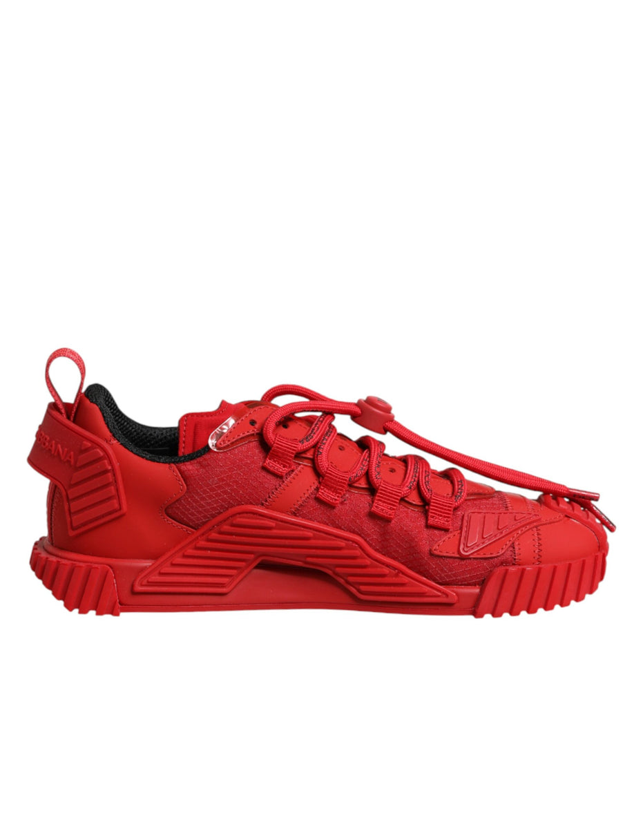Dolce & Gabbana Κόκκινα Παπούτσια Sneakers NS1 Χαμηλού Προφίλ με Δαντέλα και Λογότυπο