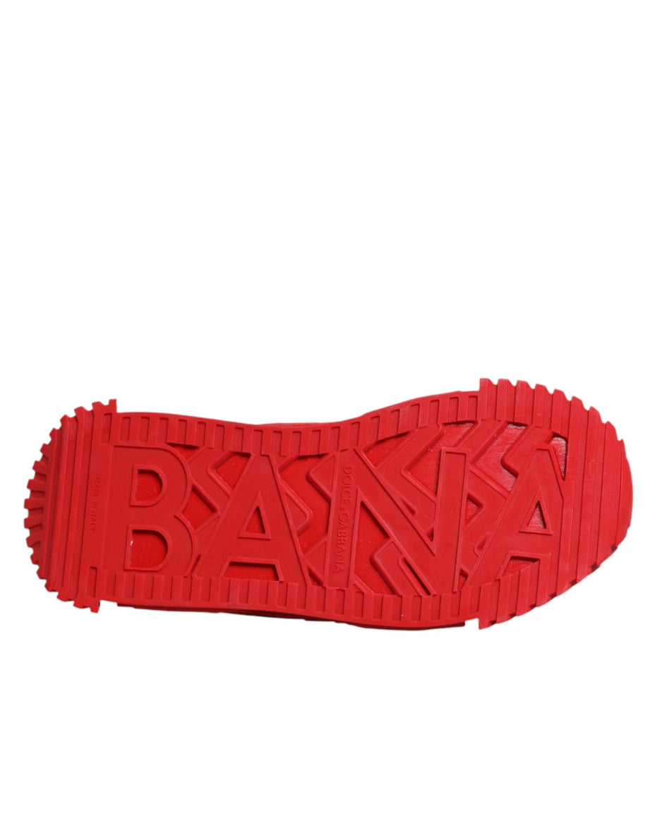 Dolce & Gabbana Κόκκινα Παπούτσια Sneakers NS1 Χαμηλού Προφίλ με Δαντέλα και Λογότυπο