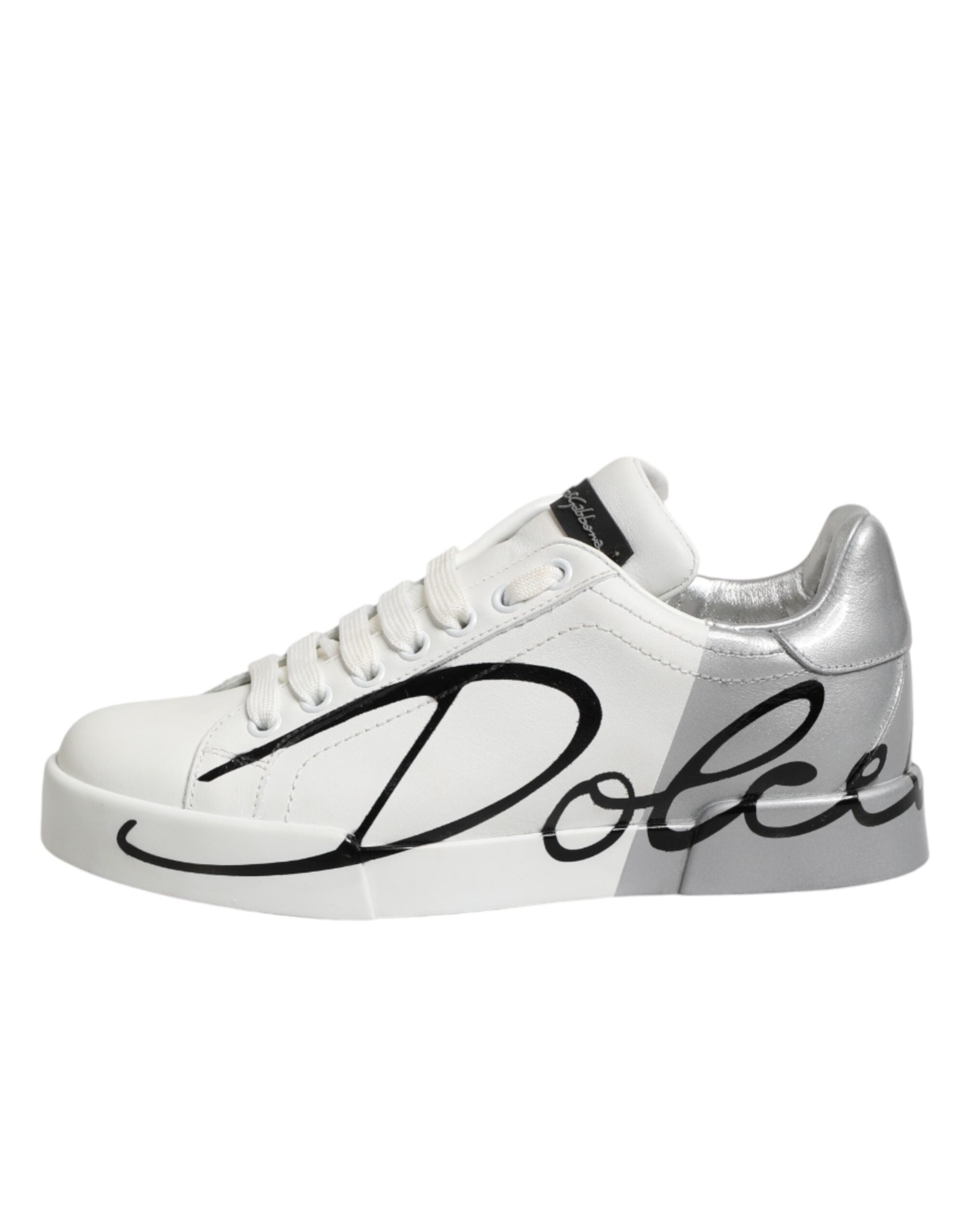 Dolce & Gabbana Λευκά Γκρι Δερμάτινα Χαμηλά Αθλητικά Παπούτσια
