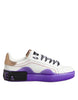 Dolce & Gabbana White Purple Leather Low Top Sneaker Shoes