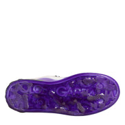 Dolce & Gabbana White Purple Leather Low Top Sneaker Shoes