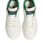 Dolce & Gabbana White Green Leather Low Top Sneakers Shoes
