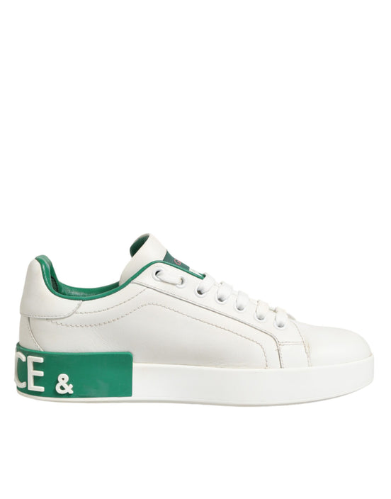 Dolce & Gabbana Λευκά Πράσινα Χαμηλά Παπούτσια Sneakers από Δέρμα