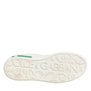 Dolce & Gabbana White Green Leather Low Top Sneakers Shoes