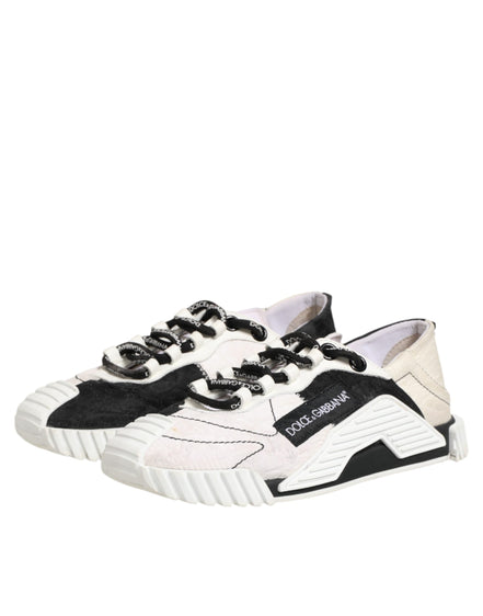 Dolce & Gabbana White Black Leather NS1 Sneaker  Shoes