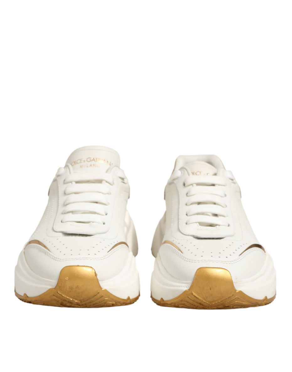 Dolce & Gabbana Λευκά Χρυσά Παπούτσια Daymaster Low Top Sneakers