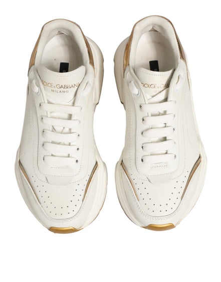 Dolce & Gabbana White Gold Daymaster Low Top Sneakers Shoes