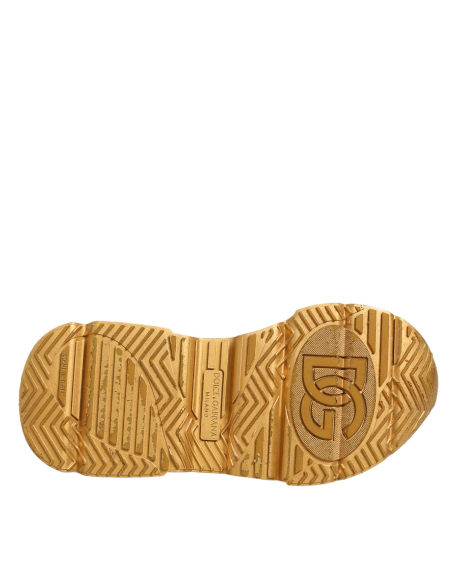 Dolce & Gabbana Λευκά Χρυσά Παπούτσια Daymaster Low Top Sneakers