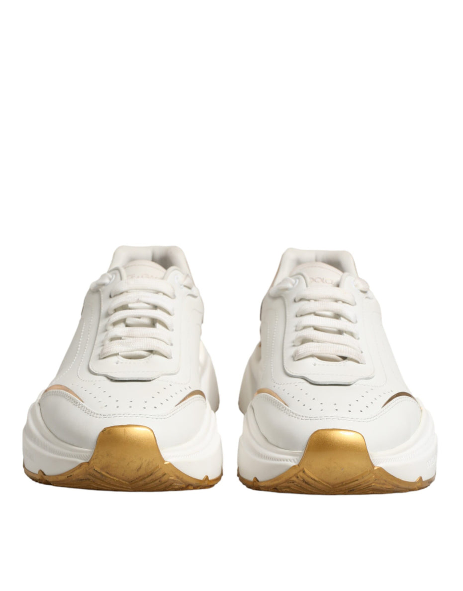 Dolce & Gabbana Λευκά Χρυσά Παπούτσια Daymaster Low Top Sneakers